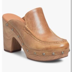 Kork-Ease Spencer Platform Clogs Tan Leather Slip On Boho Size 9